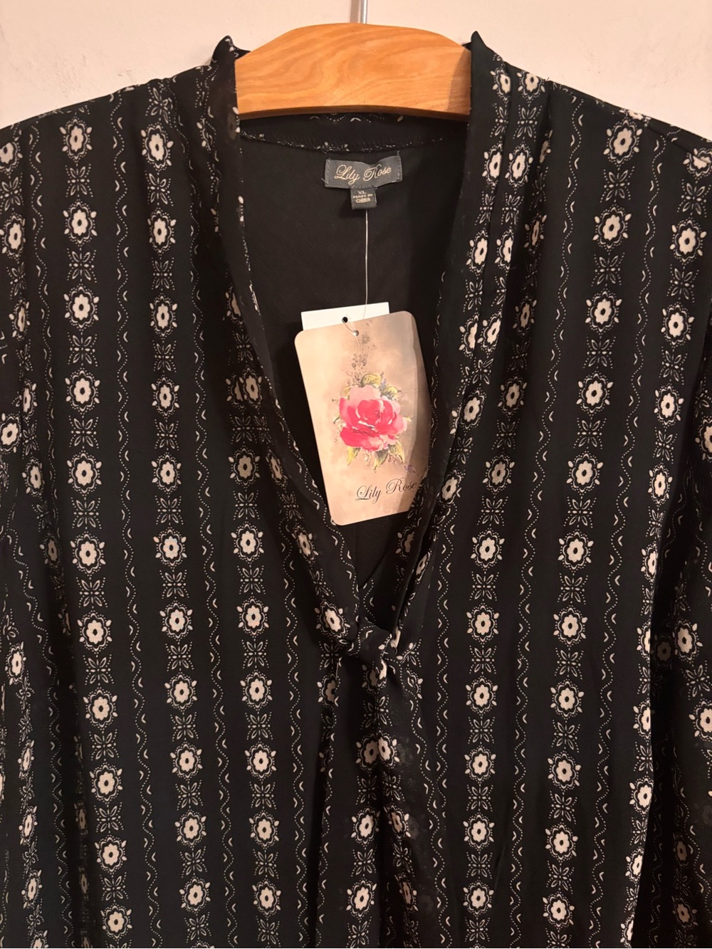 Lily Rose NWT Bohemian Chiffon tie front Peasant Dress - Picture 4 of 11
